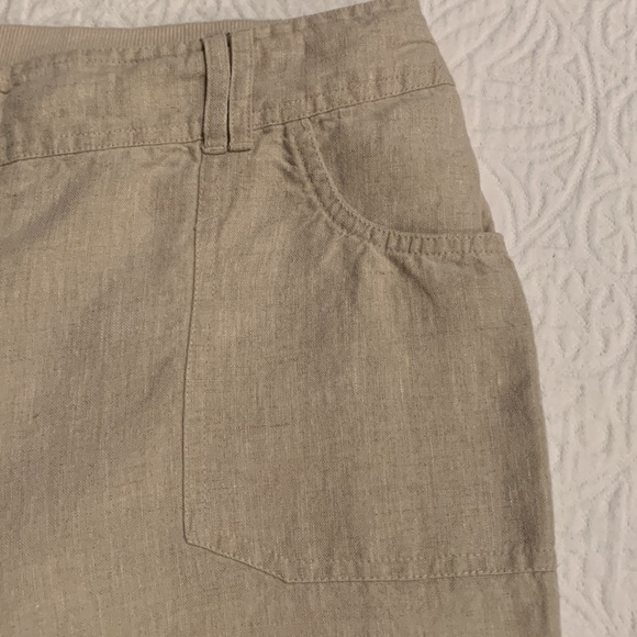 Linen Natural Rolled Hem Crops - Picture 3 of 14